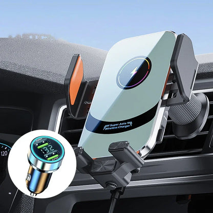 UYUXIO Wireless Car Charger Super Fast Charging Auto Clamping Air Vent Car Phone Holder for iPhone 16 15 14 Pro Max Samsung